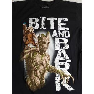 Marvel Guardians Of The Galaxy T-Shirt Large Groot Raccoon Bite Bark